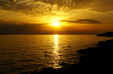 Dusk summer sundown at the beautiful seacoast