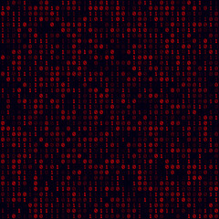 Abstract Matrix background. Red filled binary background. Medium sized seamless pattern. Elegant vector illustration.