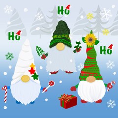 Ho Ho Ho Cute Gnome christmas card and gifts