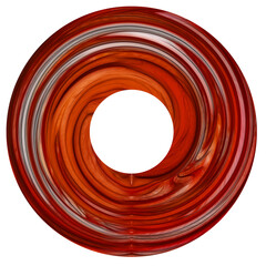 Red, round texture on a white background. Isolated 3D image of a ring with white stripes.