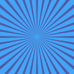 Blue sunburst background. Vintage glow stripes. Vector illustration.