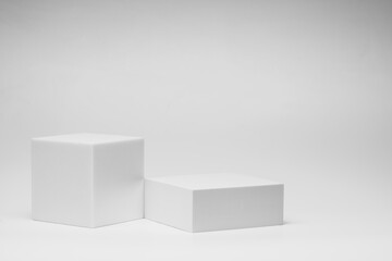 White product background. Empty podium