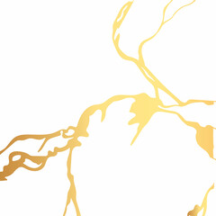 Fototapeta premium Gold kintsugi crack vector card on white background. Golden texture.