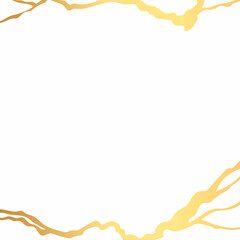 Gold kintsugi crack vector card on white background. Golden texture.
