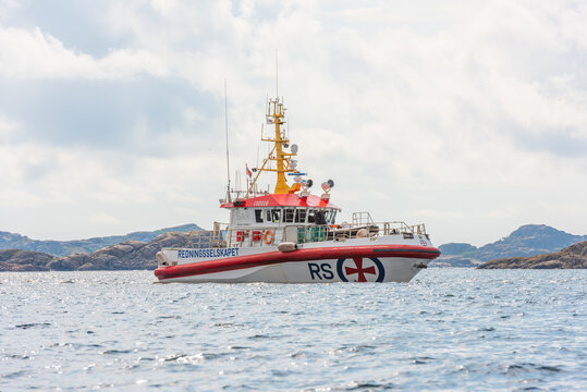 Lindesnes, Norway - August 08 2021: Rescue Boat RS104 Oscar Tybring IV On A Sunny Day.