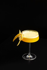 Summer Cocktail - Pornstar Martini. Drink with Passion fruit, Vodka, Liqueur, Vanilla Syrup,...