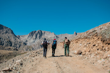 hiking in the mountains in autumn