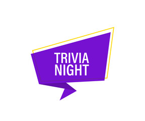 Trivia night. Banner with Trivia night isolated on white background. Web design. Vector stock illustration.