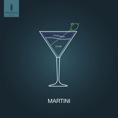 Vector illustration. Mixed alcohol drink. Cocktail