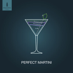 Vector illustration. Mixed alcohol drink. Cocktail