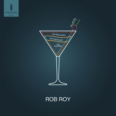 Vector illustration. Mixed alcohol drink. Cocktail