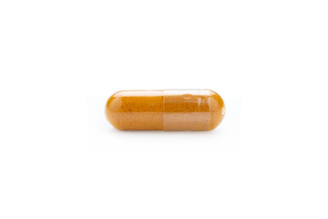 Turmeric Capsule isolated on white background with clipping path