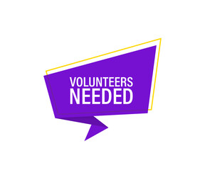 Banner with volunteers needed. Megaphone banner. Web design. Vector stock illustration.