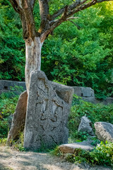 old stone fountain in park