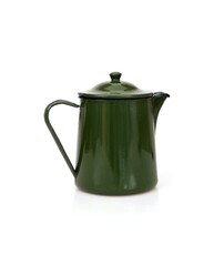 Vintage metallic enameled coffee pot isolated on a white background