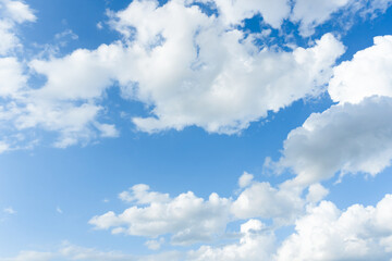 Fototapeta na wymiar Cirrus and cumulus clouds on blue sky background..