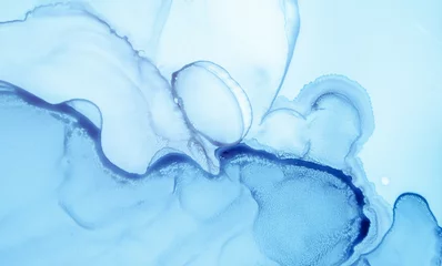 Foto auf Acrylglas Kristalle Mischen von Tinten. Kunst-Welle-Illustration. Blauer Marmor