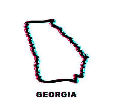 Georgia State Map Glitch Icon. Vector Illustration.