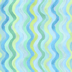 Seamless pattern with vibrant blue and green waves