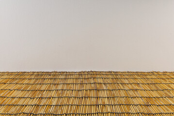 Wooden bamboo mesh  backdrop on white Isolate background.