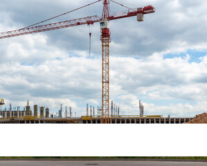 Blank white advertising banner on the construction cite fence © diesirae