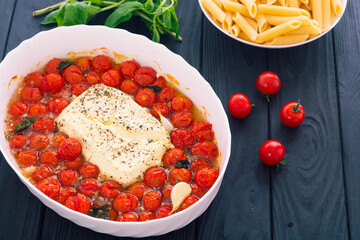 Healthy vegetarian italian feta pasta