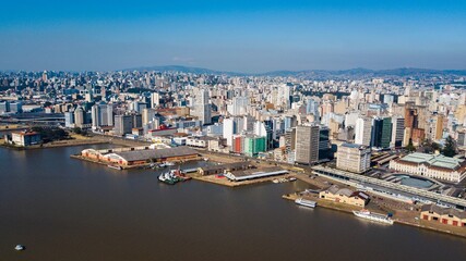 Fototapeta na wymiar Porto Alegre RS - Aerial view of downtown Porto Alegre, capital of Rio Grande do Sul