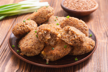 Fried buckwheat cutlets