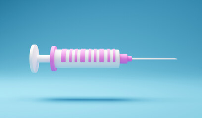 3d Syringe for vaccine, vaccination, injection, flu shot. Vaccination icon with Medical equipment. Minimalism concept. 3d illustration render