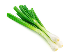 Fresh green onion isolated on white background