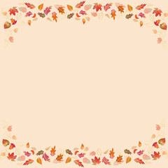 Autumn bright orange background with colorful leaves