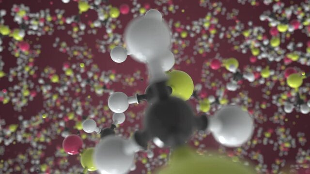 Dimethyl sulfoxide molecule, conceptual molecular model. Chemical looping 3d animation