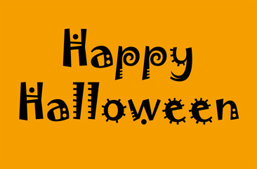 Vector illustration on a orange background. Happy Halloween concept with space for text, copy space