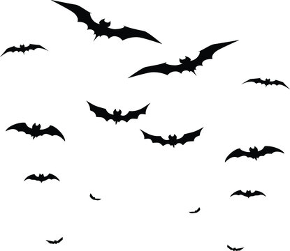 set of Halloween bats. Bats icons set. Halloween Bats collection. Halloween flying bats design
