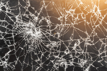 Many cracks on the smartphone screen, close-up for background