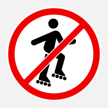 Access forbidden to roller skates. Vector high quality illustration of no roller skate man symbol sign isolated on white 