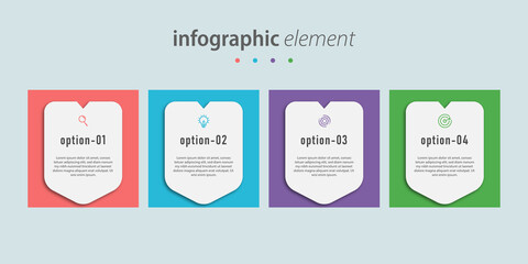 Business infographics template with option number workflow four steps