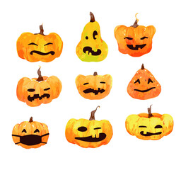 set of halloween pumpkins