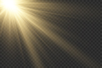 Sunlight with bright explosion, flare sun rays.