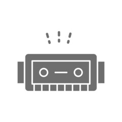 Harmonica, music instrument grey icon. Isolated on white background