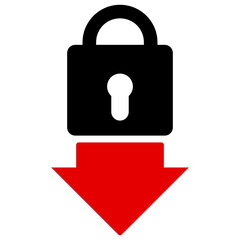 Lock down icon with flat style. Isolated vector lock down icon image, simple style.