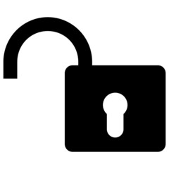 Open lock icon with flat style. Isolated vector open lock icon illustrations, simple style.