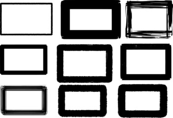 Grunge frame.Grunge background.Abstract vector template.Vector illustration. Set of frames in grunge style. Dirty frame with a splash of black paint.
 Transparent background. Design elements for banne