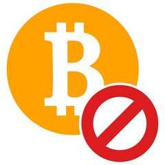 Stop bitcoin icon with flat style. Isolated vector stop bitcoin icon illustrations, simple style.