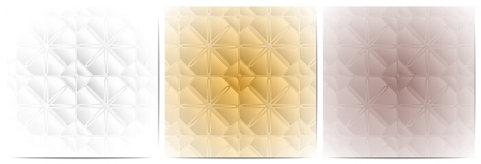  Set of geometric pattern polygonal shape. Luxury of white,gold and copper gradient background