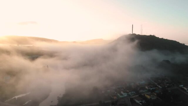 Drone flight over a city in northeastern Brazil