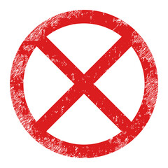 Fototapeta premium Cancel icon with scratched effect. Isolated vector cancel icon image with distress rubber texture on a white background.