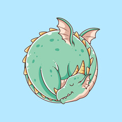 hand drawn cute dragon design illustration