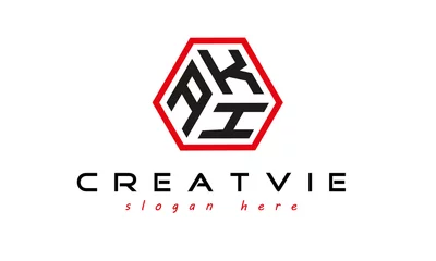 Deurstickers geometric monogram AKH letter  logo  design vector, business logo, icon shape logo, stylish logo template © Foysal