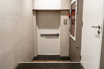 Fire exit doors inside the building in case of fire, use this way for safety